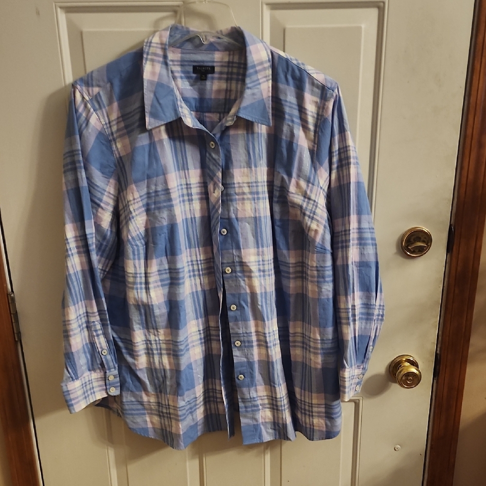 Blue and Pink Plaid Shirt
